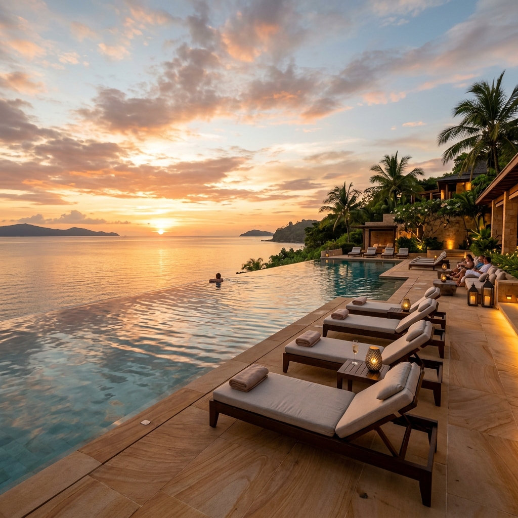 Serene Infinity Pool Stretching into Ocean